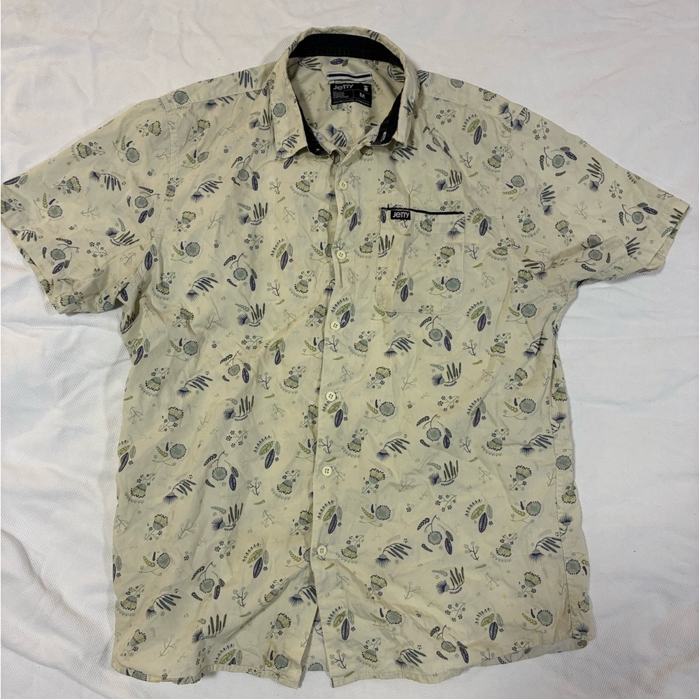 JETTY Marine‎ Trade Company Men's M Abstract Botanical Print Short Sleeve